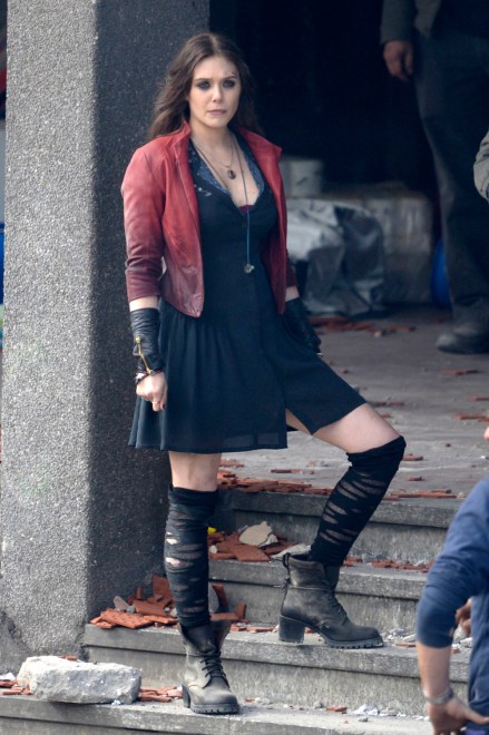 EXCLUSIVE: Elizabeth Olsen and Jeremy Renner on set of 'The Avengers: Age of Ultron'